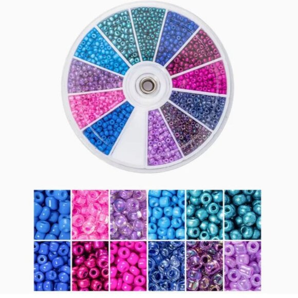 2000pcs Fashion Glass Seed Beads Kit, 12 Grids Assorted  Beads - Picture 2 of 3